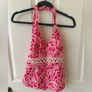 Lilly Pulitzer Coral and Cream Halter Top